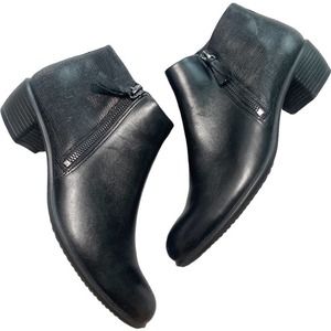 Ecco Women's Shape M 35 Black Leather Ankle Boots Booties Block Heel 41 10 10.5